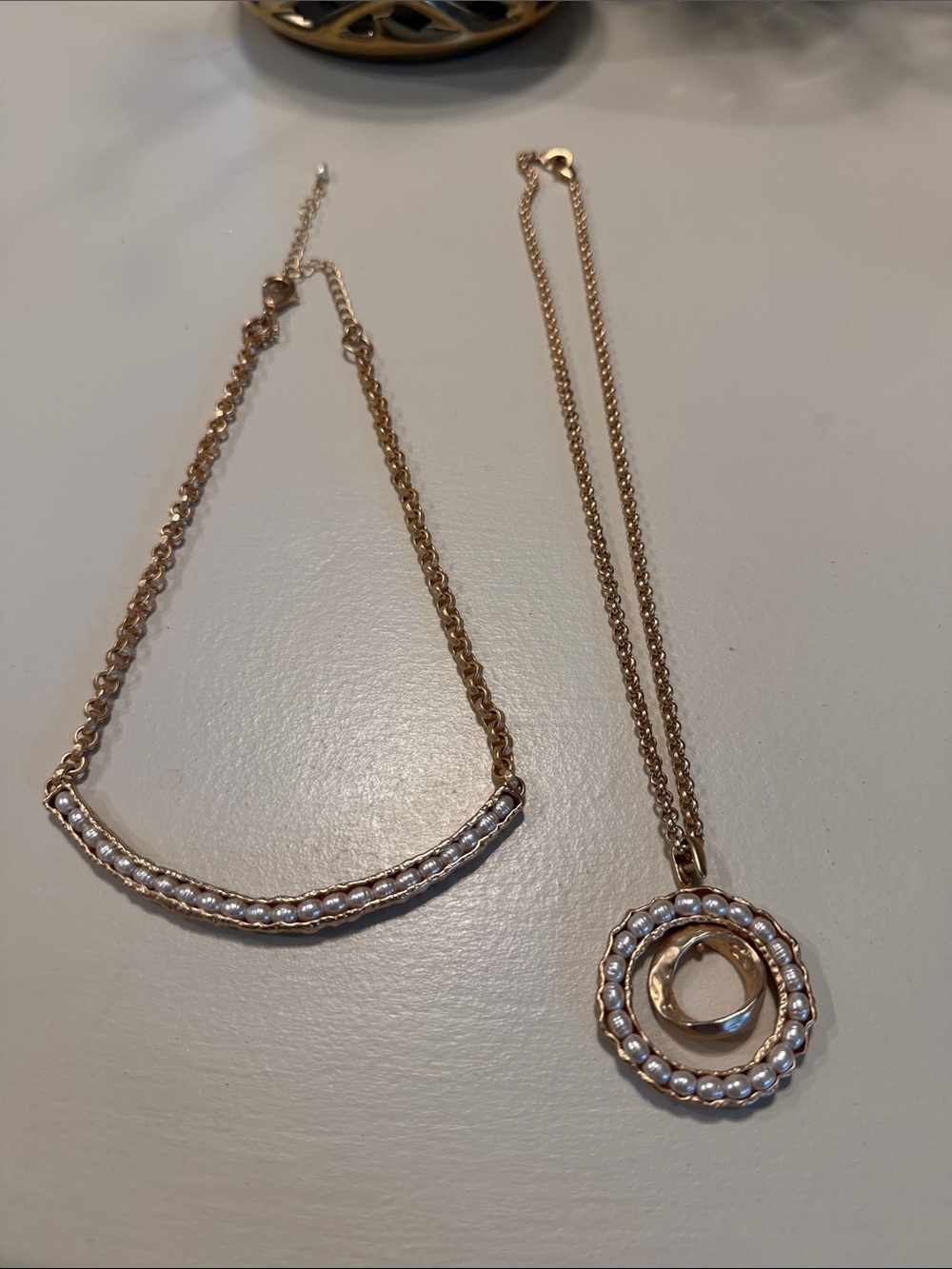 White House Black Market Gold-Tone Double Layer Pearl Convertible Necklace NWOT